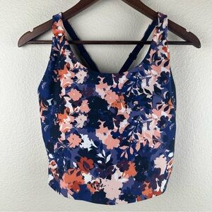 Old Navy Powersoft Sports Bra Women XL Floral Print Padded Stretch Light Support